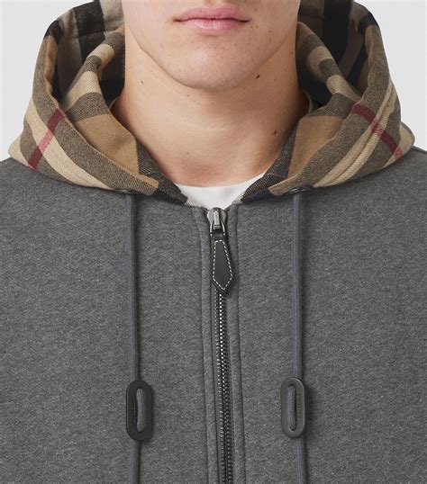 burberry vintage check detail zip up hoodie|burberry half zip hoodie.